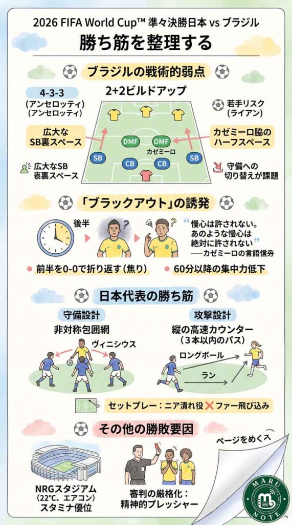 日本 vs ブラジル|アンチェロッティ戦術の盲点と「ブラックアウト」から読み解く勝ち筋を整理しますインフォグラフ