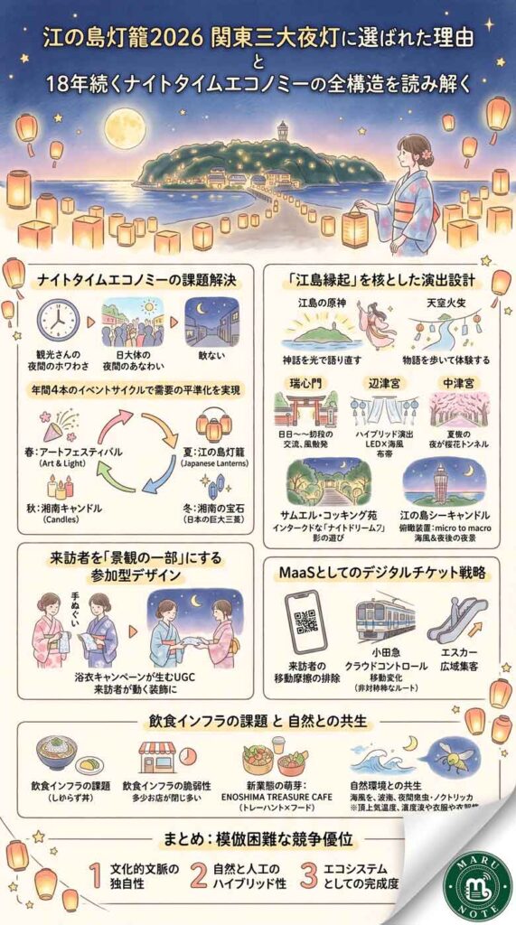 江の島灯籠2026が「関東三大夜灯」に選ばれた理由とは?18年続くナイトタイムエコノミーの全構造を読み解くインフォグラフ