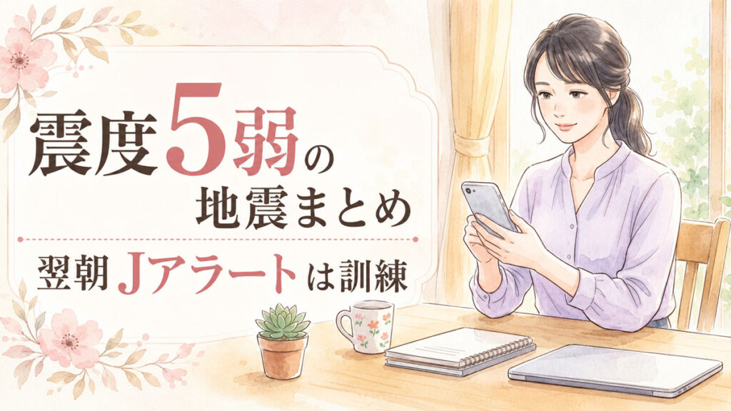 震度分布を確認しながらノートに記録する知的な女性