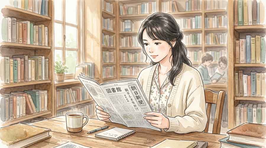 新聞を読みながら考え込む知的な女性