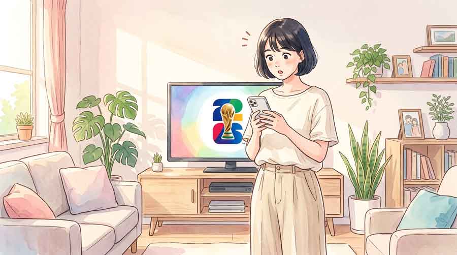 スマートフォンとタブレットでNHK ONEを利用する落ち着いた雰囲気の女性