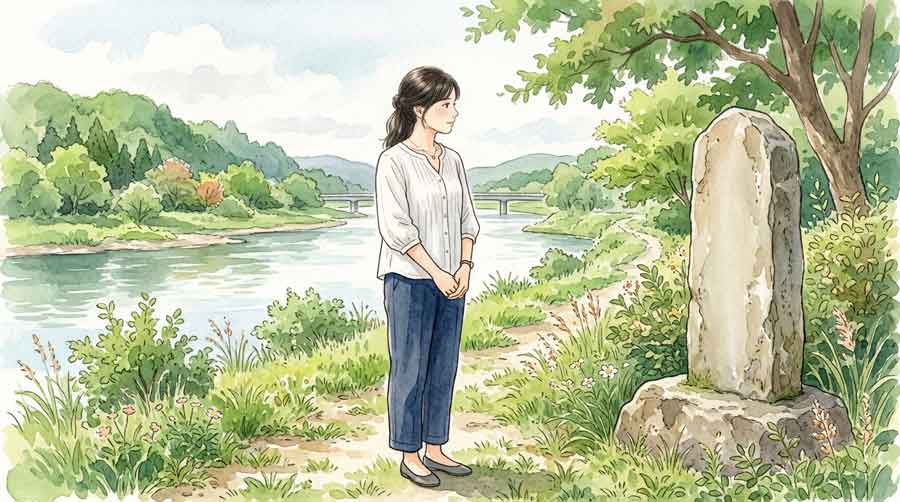 書棚の前で幕末関連書籍を選ぶ知的な表情の女性