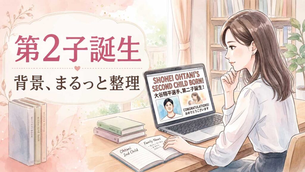 ノートパソコンの前でニュースをチェックする知的な30代の日本人女性