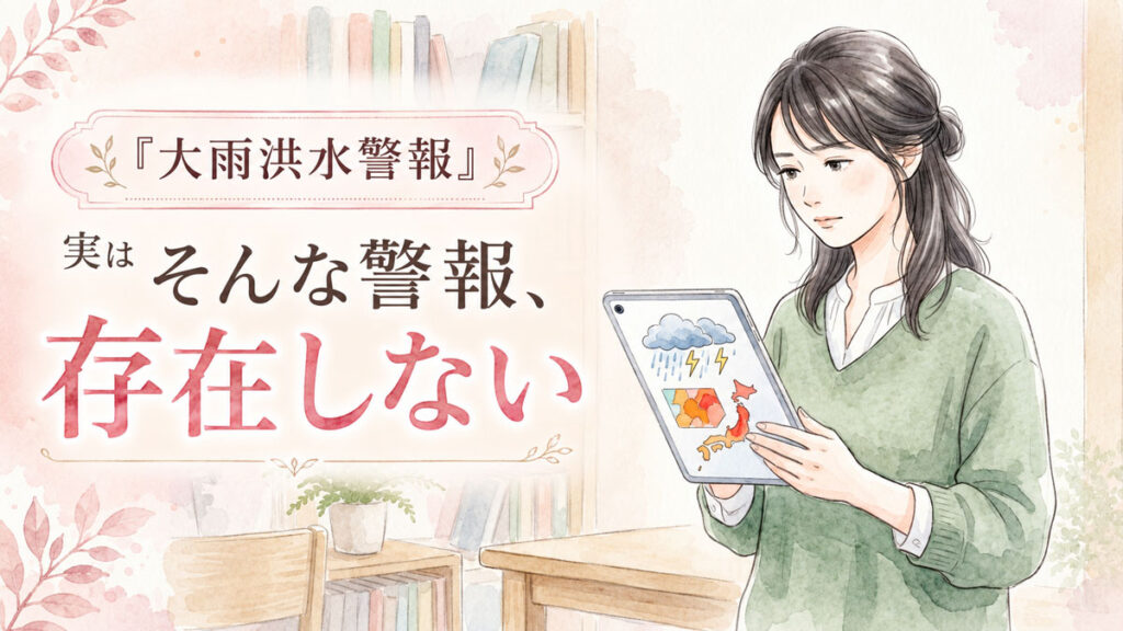 スマホで大雨洪水注意報を確認しているメイン画像