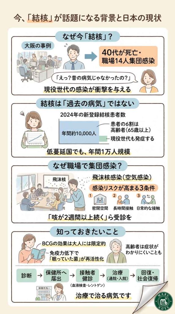 大阪で40代が死亡・14人に集団感染——今「結核」が話題になっている背景と日本の現状インフォグラフ