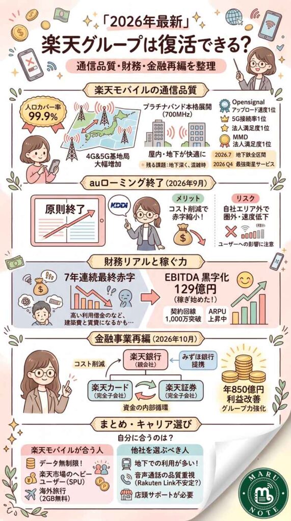 【2026年最新】楽天グループは本当に復活できる？通信品質・財務・金融再編をまるっと整理しますインフォグラフ