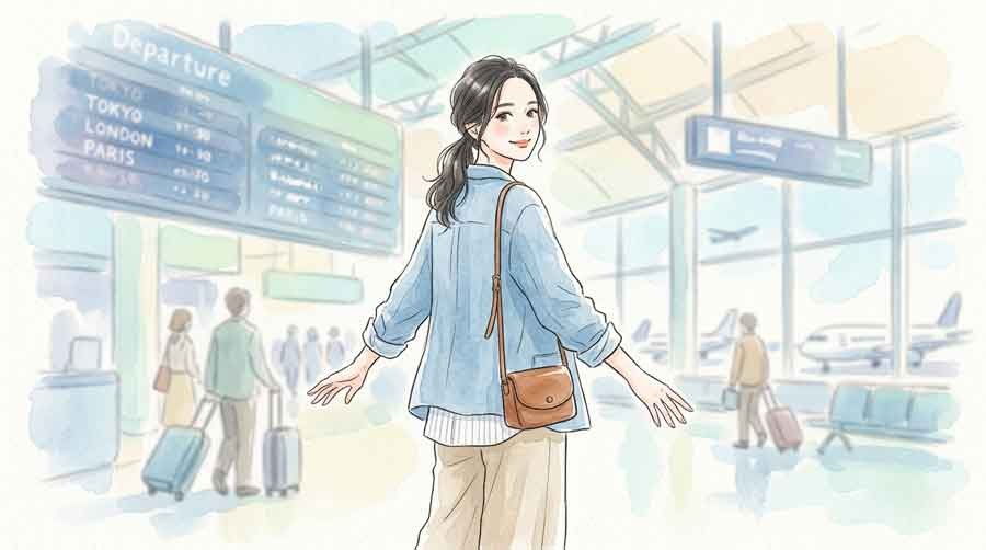 地図を広げて指し示す女性