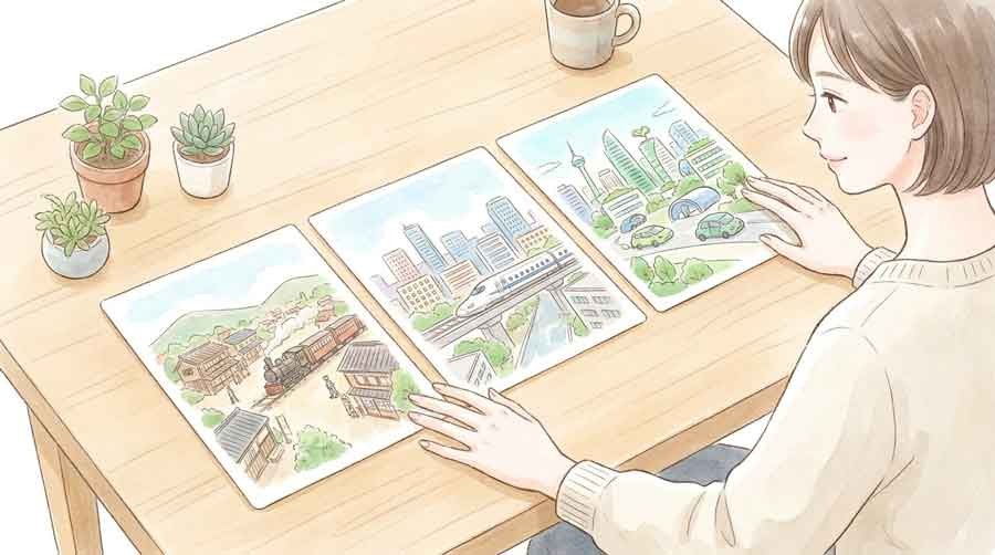 過去と現在の障害を年表で比較するインフォグラフィックのイラスト