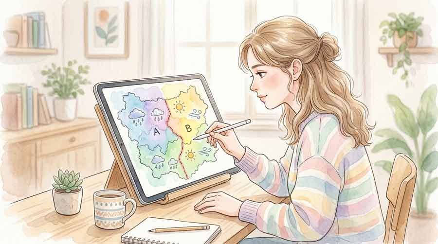 気象情報のアラートマップを確認する様子