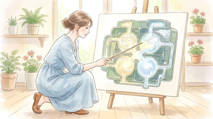 吸収式冷凍機の構造を図解するイラスト