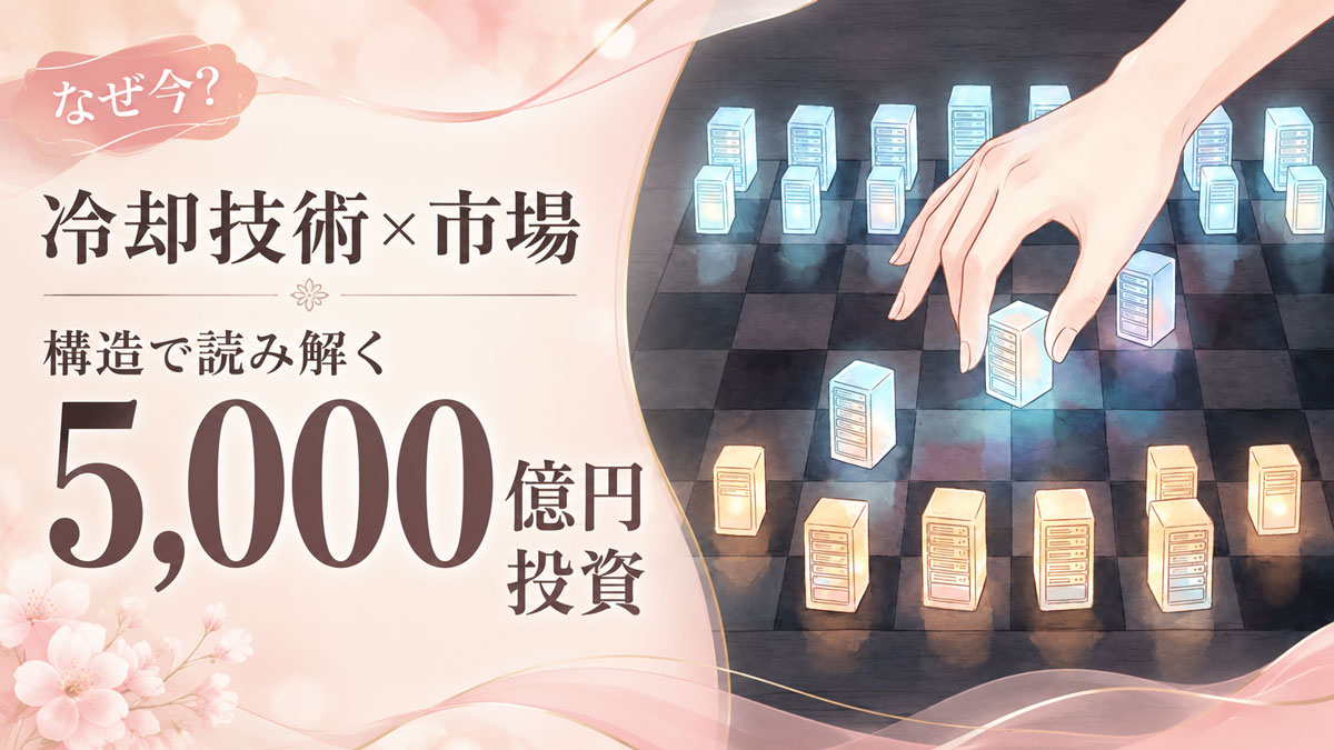パナソニックの吸収式冷却技術を整理する知的な女性のイラスト