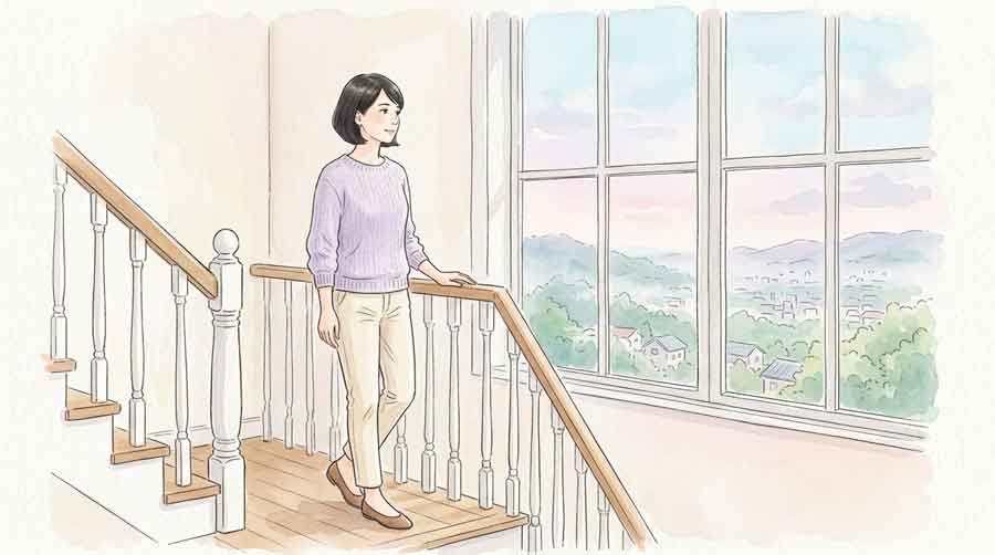 大学駅伝界全体の変化を見渡す知的な女性のイラスト