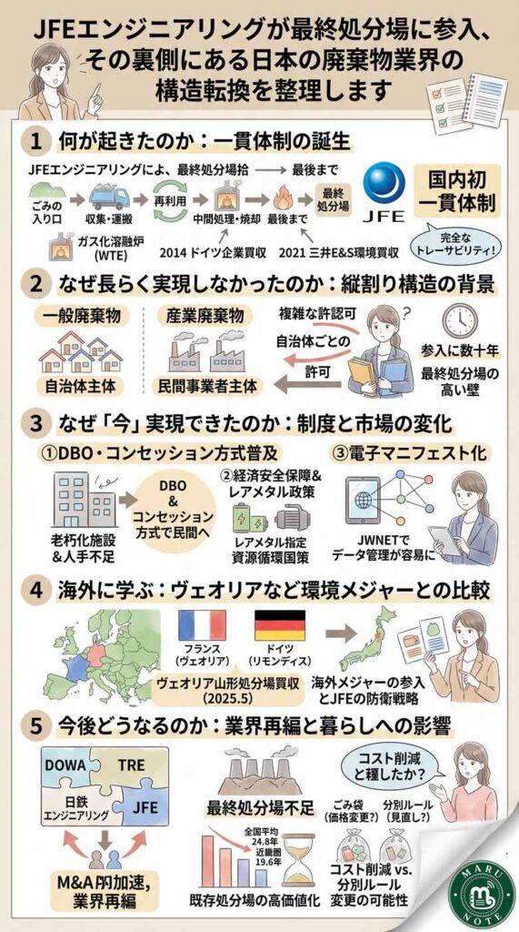 JFEエンジニアリングが最終処分場に参入、その裏側にある日本の廃棄物業界の構造転換を整理します