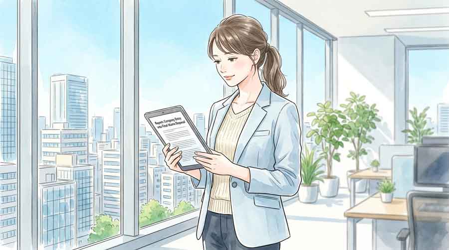 |JFEエンジニアリング 最終処分場参入の背景を整理する女性