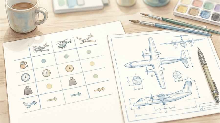 飛行機整備士の仕事について展示を見ながら考える知的な女性