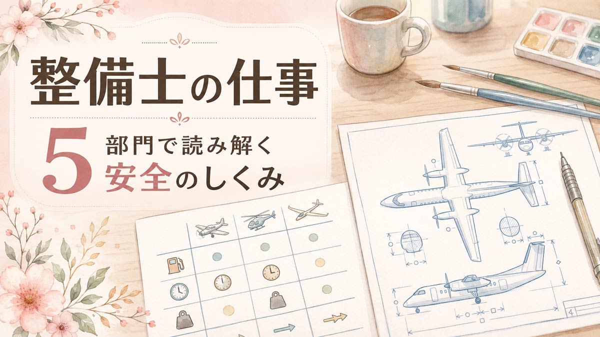 飛行機整備士の仕事について展示を見ながら考える知的な女性
