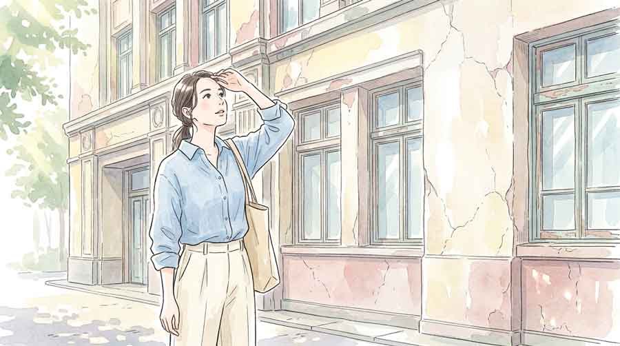 百貨店の閉店理由を分析する資料と虫眼鏡