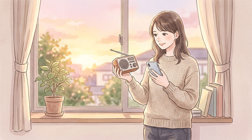 |NHK ONEと気象庁サイトの役割分担を整理する女性
