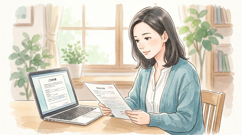 NHK ONEの受信契約ルールを整理する女性