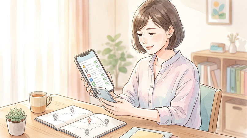 NHK ONE プッシュ通知の仕組みを整理する女性