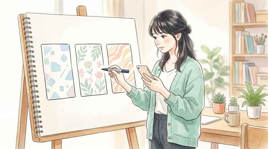 NHK ONEの受信契約パターンを表で確認する女性