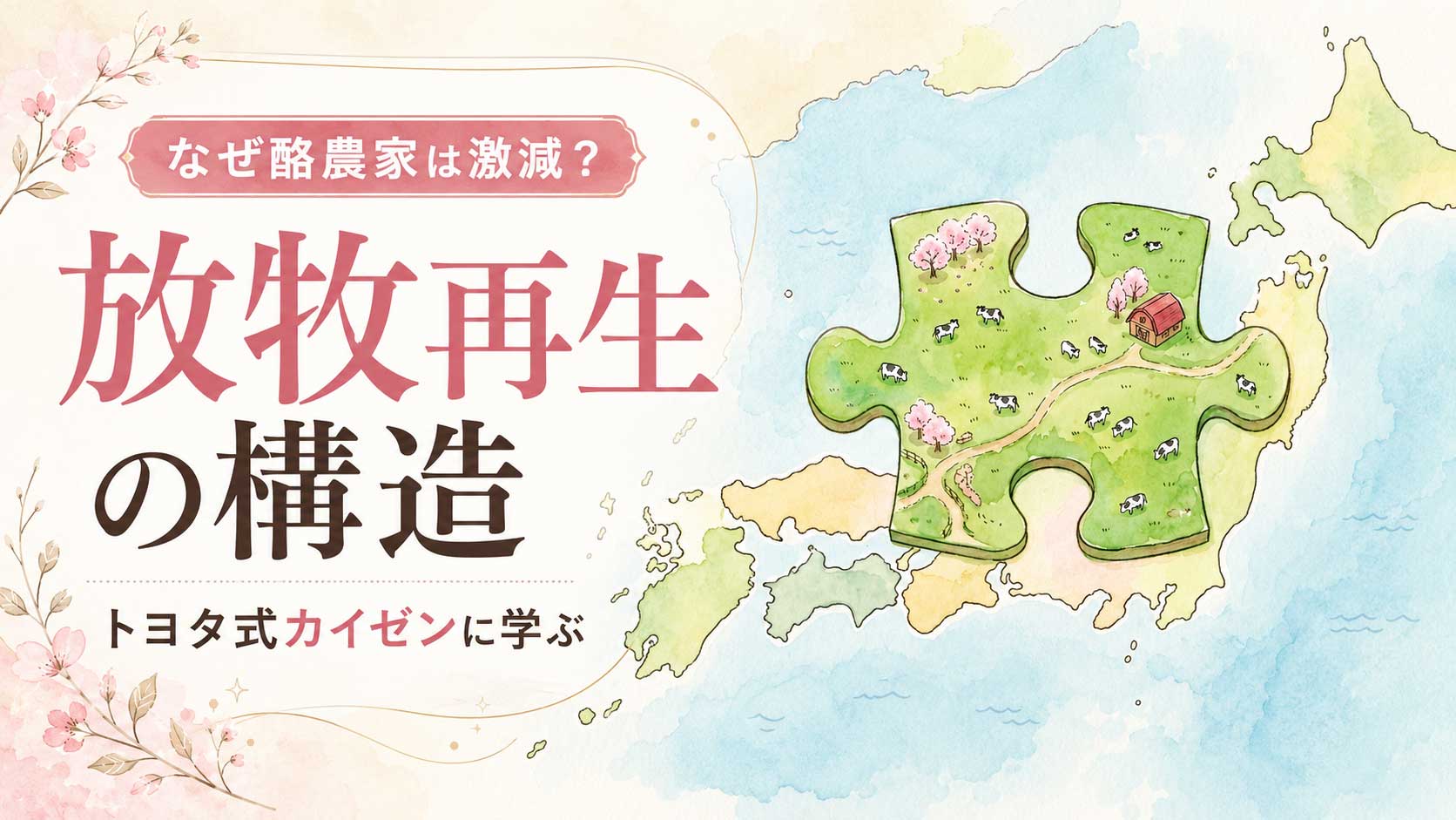 放牧酪農が日本で広がらない理由を象徴する広大な牧草地と乳牛