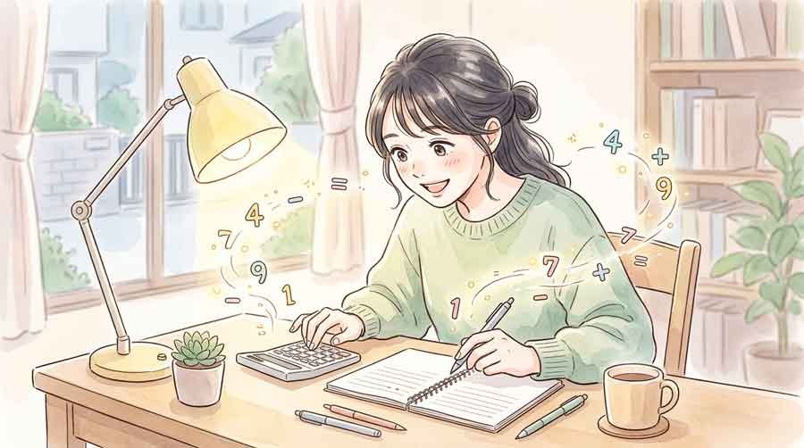 制度改正の試算をノートに書き出す女性