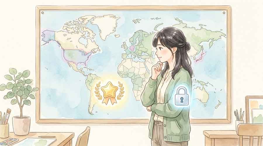 デマンドレスポンス仕組みを説明する知的な女性のイラスト