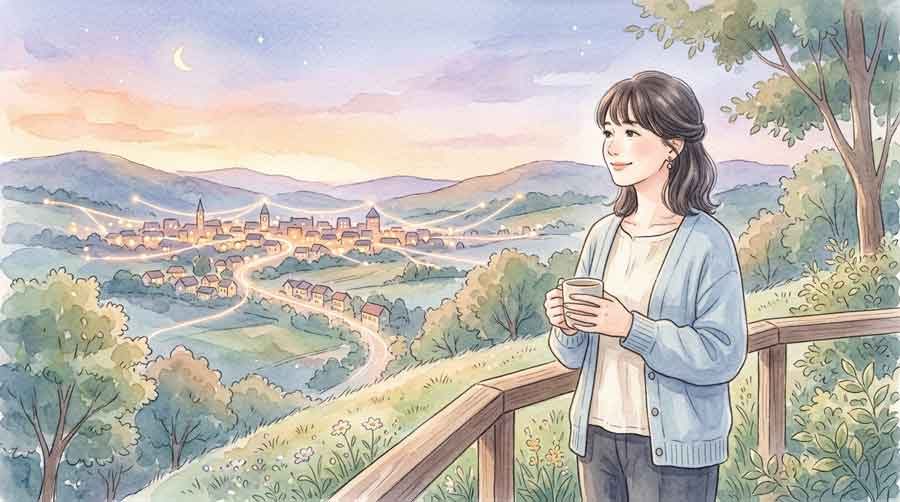 新しい技術が暮らしにもたらす変化を見つめる女性
