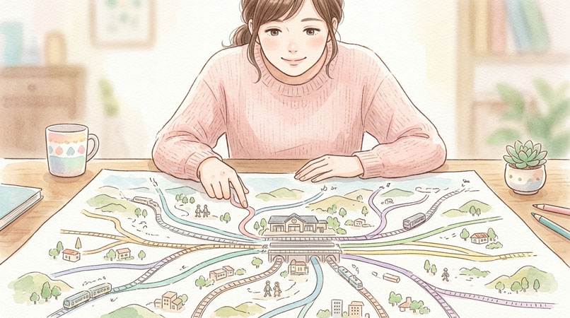 池袋の巨大ターミナル駅と商圏の広がりを図で示す様子
