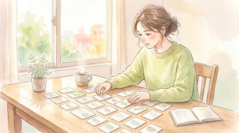 時系列に並んだ出来事の流れを説明する女性