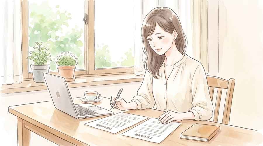 新旧の防災気象情報の名称を見比べる資料とノートパソコン