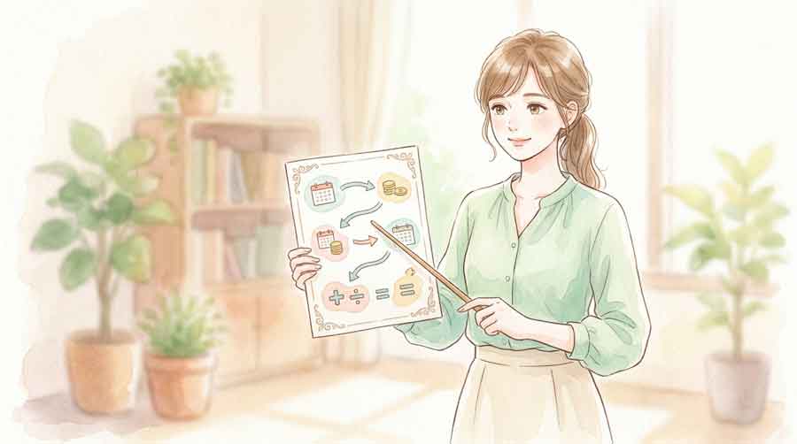 PIC5|労災保険 障害年金 比較表を見て整理する女性