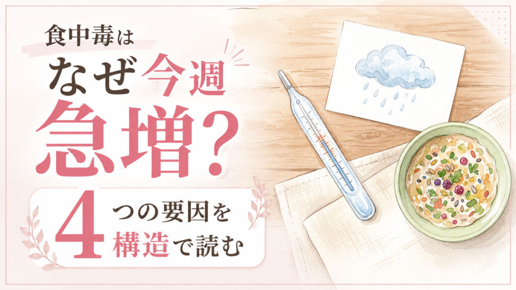 食中毒の背景を資料で調べる知的な女性の落ち着いた様子
