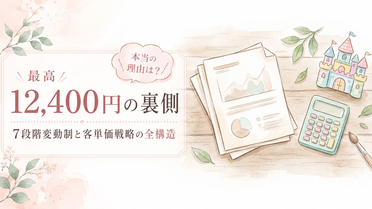 ディズニー最高12,400円の仕組みを整理する女性のイラスト