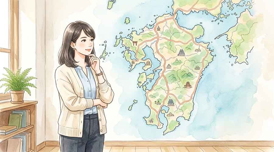 物流2024年問題を示す地図とトラックのイラスト