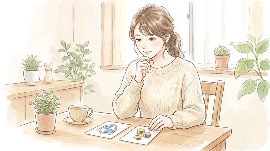 新NISAと外貨預金の税金の違いを表にまとめて確認する女性