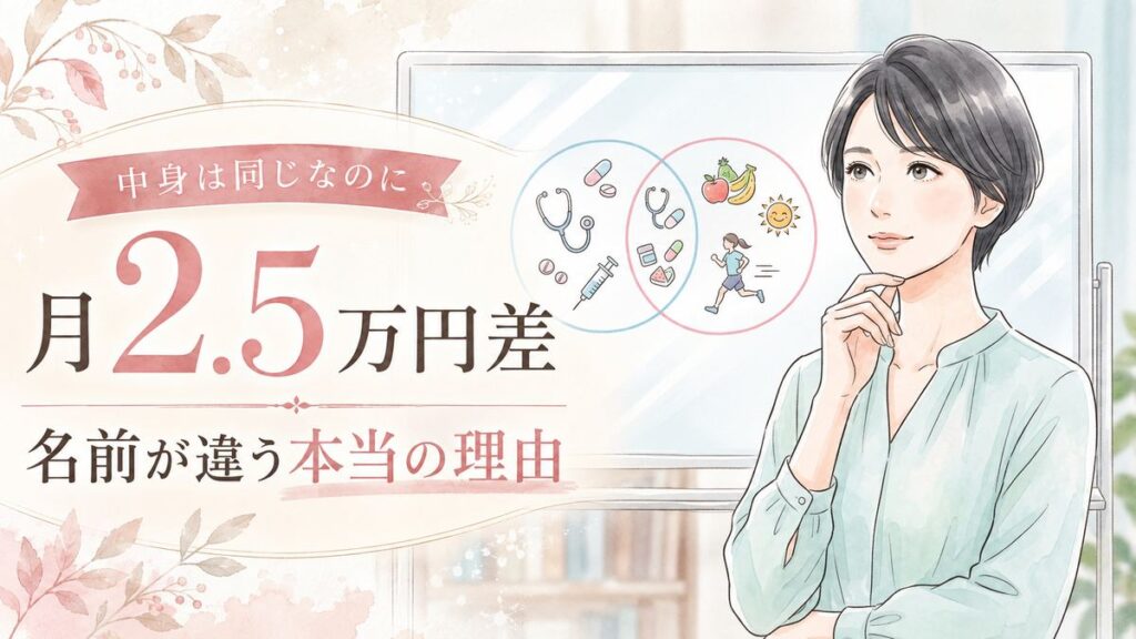 マンジャロとゼップバウンドの違いを整理する女性のイラスト