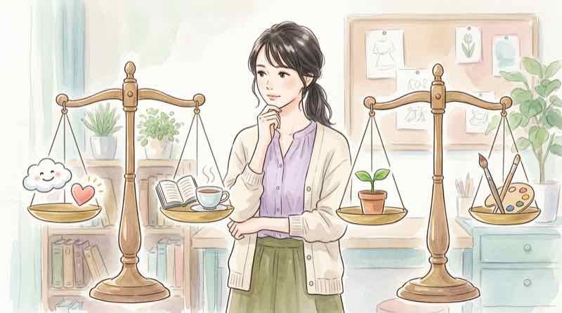 2つの制度の違いを表で比較しながら考える女性