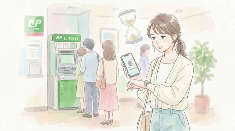 ゆうちょのATM生体認証を認証してから15分以内にATMを操作する手順のイメージ