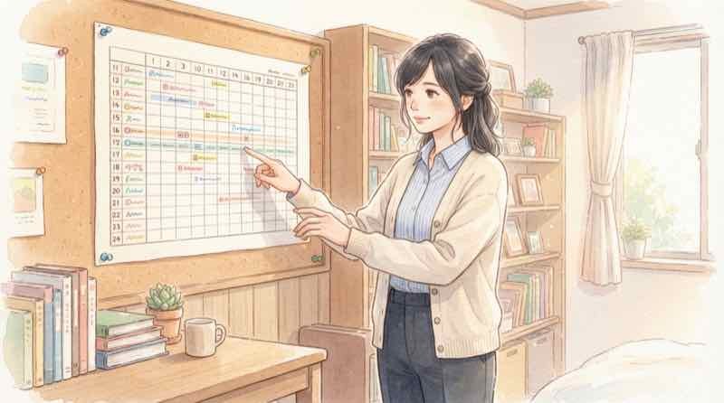 ブラッサム 次の朝ドラの放送スケジュールを確認する女性