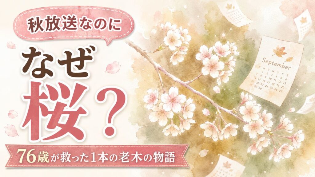 ブラッサムポスター桜を見上げる横顔のイラスト