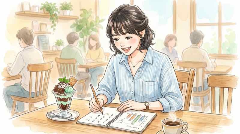 体の仕組みを図解しながら考える女性
