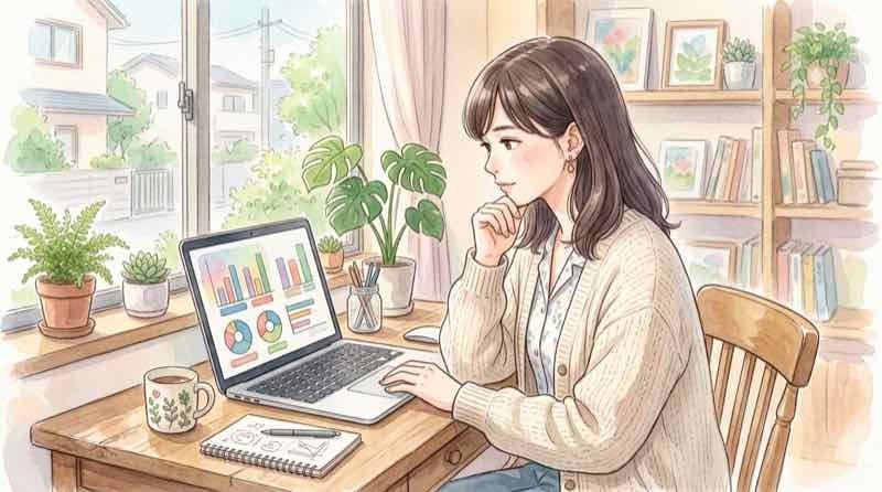 60代女性が小さめタオルをハンガーに掛けて干す様子を見つめる若い女性