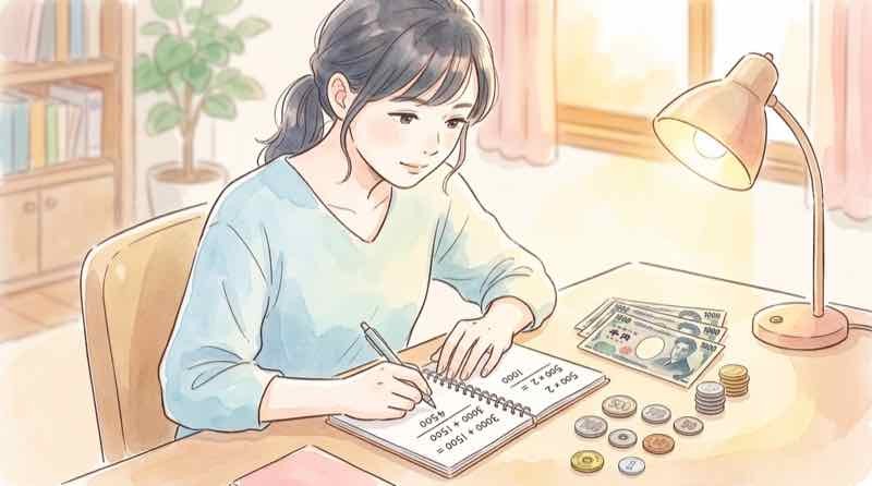 コミケ現金いくら必要か目的別に試算するイラスト