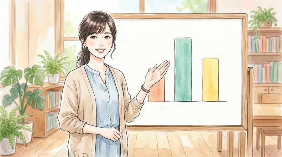 会社の決算資料を比較する女性