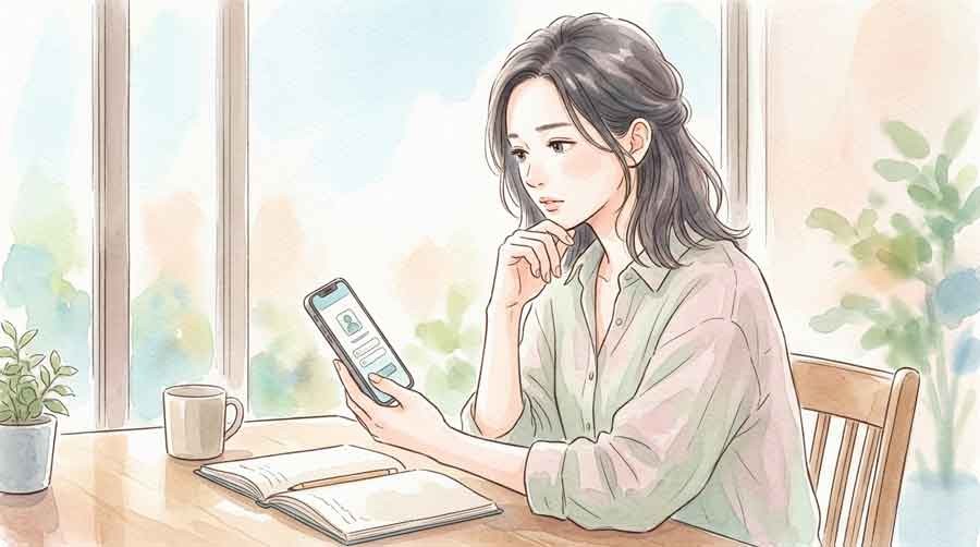 台湾の電子決済アプリの利用条件を調べる女性の手元