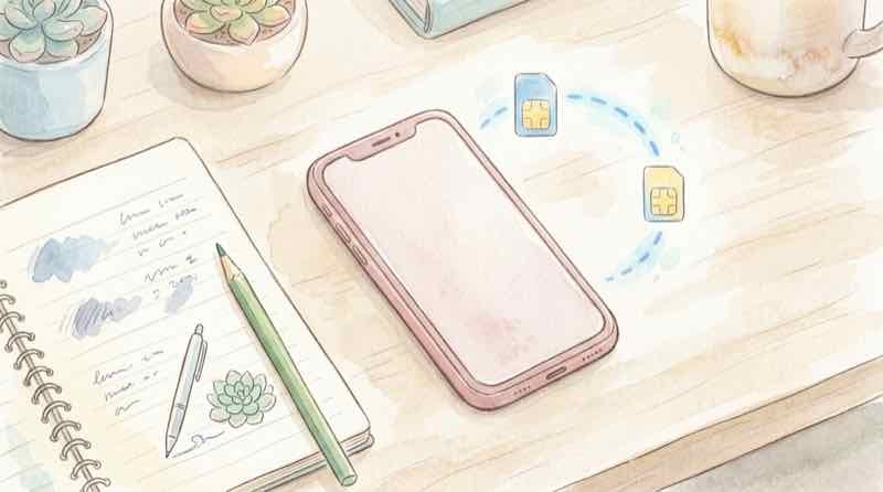 デュアルSIMで楽天モバイルとpovoを併用する仕組みを示すイメージ