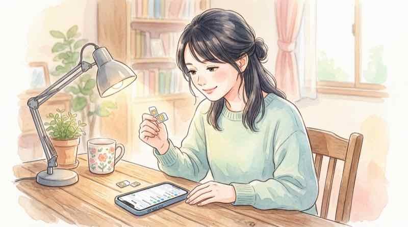 スマートフォンに2枚のSIMが入っている様子を示すイメージ