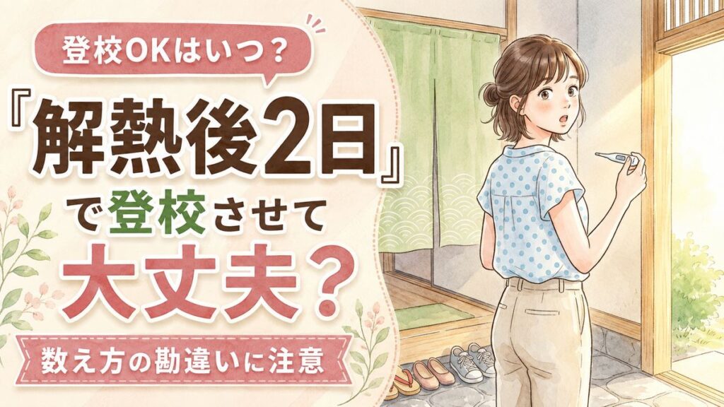 インフルエンザの出席停止期間をカレンダーで数える様子と発症後5日・解熱後2日のメモ